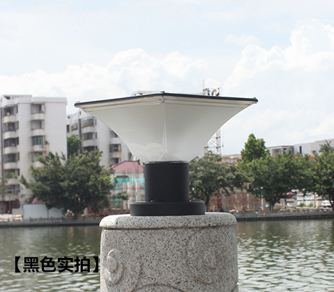 (QDTYN-ZT006)現(xiàn)代簡約LED太陽能柱頭燈圍墻燈黑色款戶外實(shí)拍
